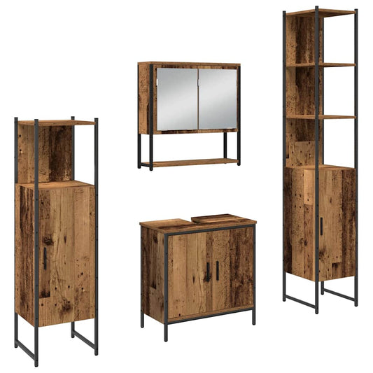 vidaXL Bathroom Furniture Set 4 pcs Brown Engineered wood 2