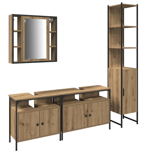 vidaXL Bathroom Furniture Set 4 pcs Artisan Oak Engineered Wood 2