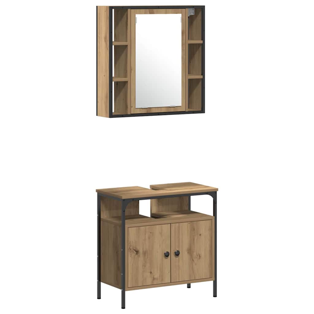 vidaXL Bathroom Furniture Set 4 pcs Artisan Oak Engineered Wood 6