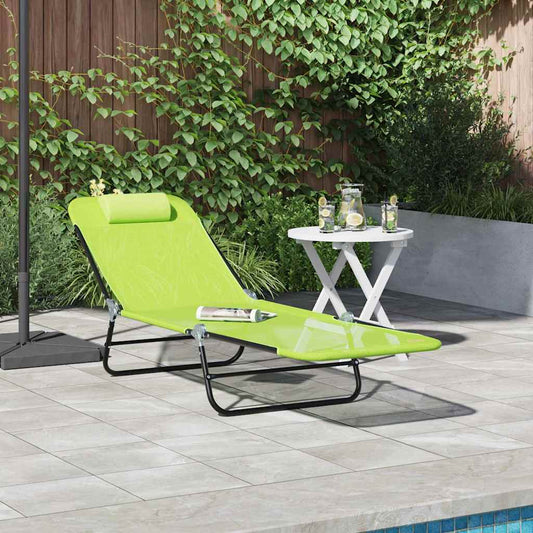Folding Sun Lounger Folding 182 x 55 x 85.5 cm Textilene Green