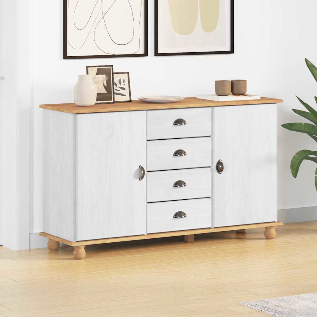 Sideboard with Drawer ASKIM 133.5 x 40 x 79 cm Solid pine wood White