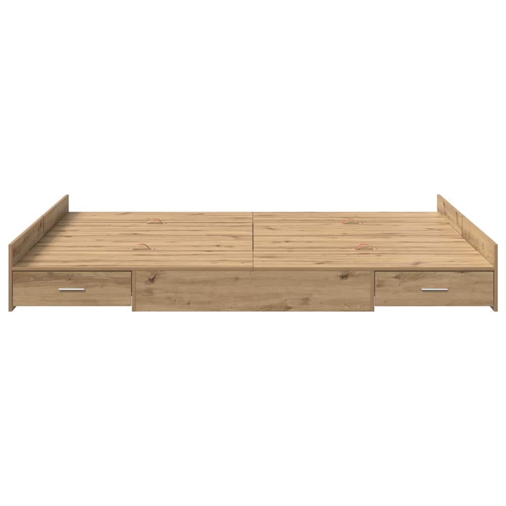 vidaXL Storage Bed Frame Artisan Oak 135 x 190 cm Engineered Wood 6