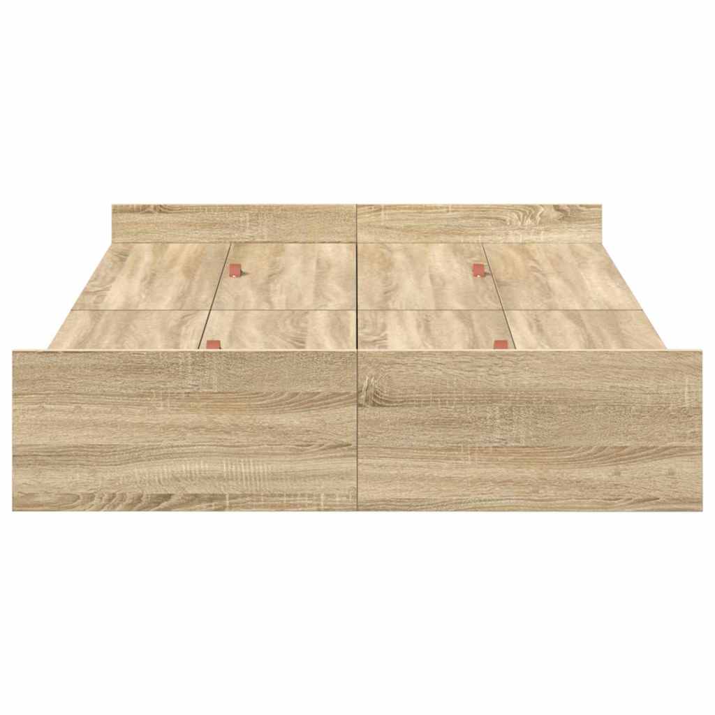 vidaXL Storage Bed Frame Sonoma Oak 120 x 190 cm Engineered Wood 6