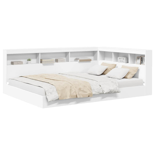 vidaXL Bookcase Bed with Shelf White 150 x 200 cm Engineered Wood 2