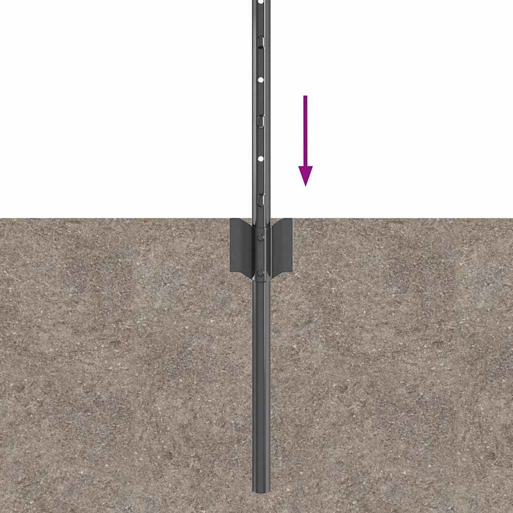 vidaXL Embedded Fence Post 44 pcs Grey 120 cm Powder-Coated Steel 6