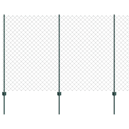 vidaXL Chainlink Fence with Post 25 x 1.6 m PVC-Coated Steel Green 2