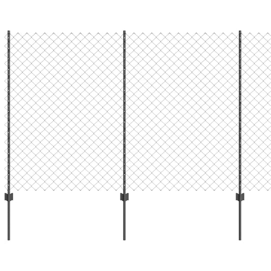 vidaXL Chainlink Fence with Post 25 x 1.6 m PVC-Coated Steel Grey Mesh 2
