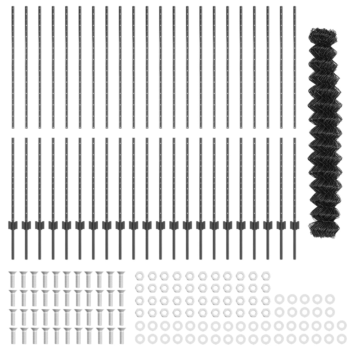 vidaXL Chainlink Fence with Post 25 x 1.6 m PVC-Coated Steel Grey Mesh 6