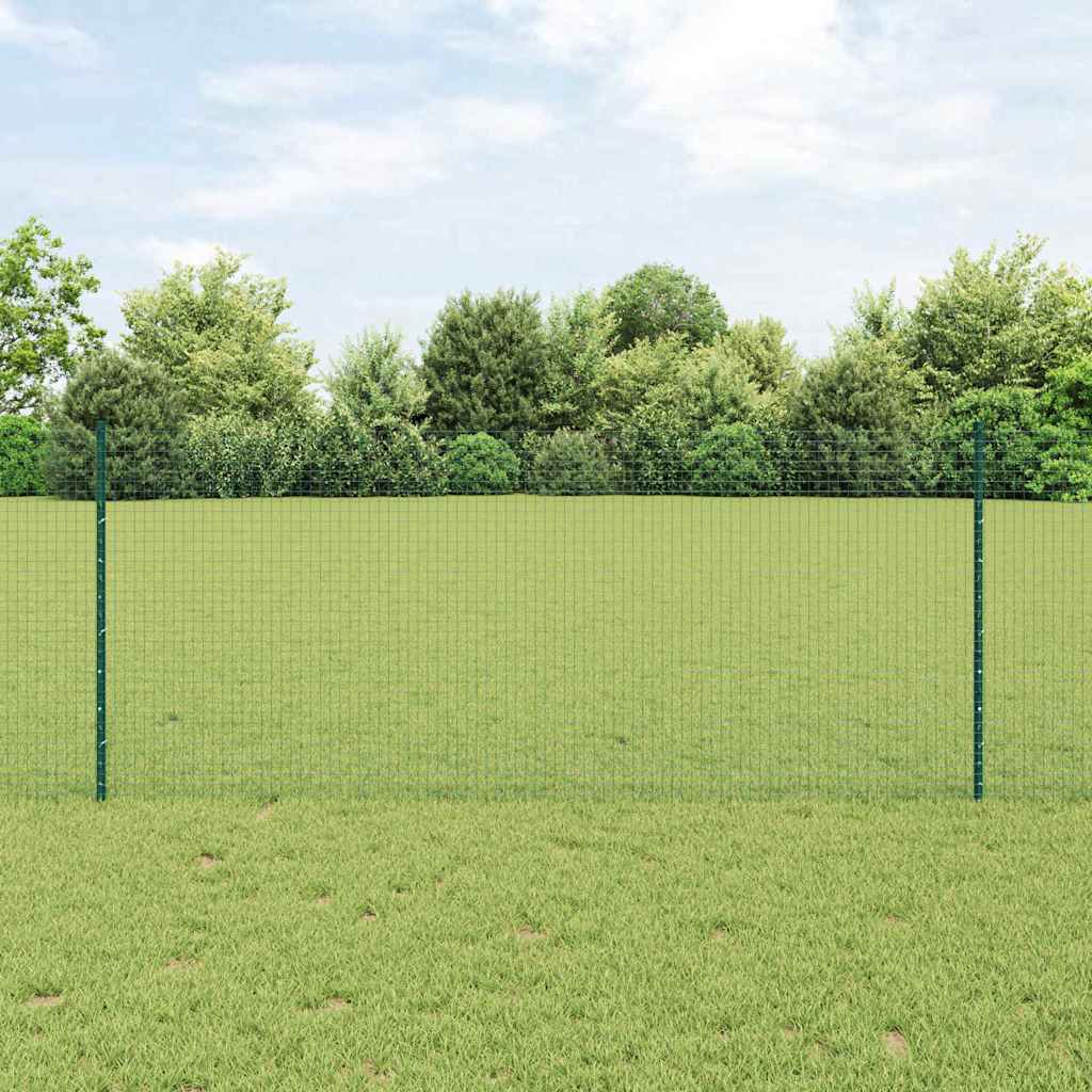 Welded Wire Fence with Posts 10 x 1 m Galvanised Steel Green 10 x 0.4 m – 10 x 1.2 m 10 x 1 m fence (2.5 x 2.5 cm mesh)