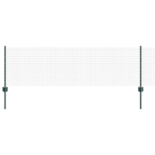 vidaXL Welded Wire Fence with Posts 100 x 0.6 m PVC-Coated Steel Green 2