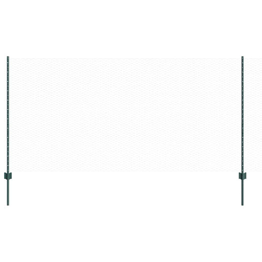 vidaXL Hexagonal Fence with Post 100 x 1.2 m PVC-Coated Steel Green 2