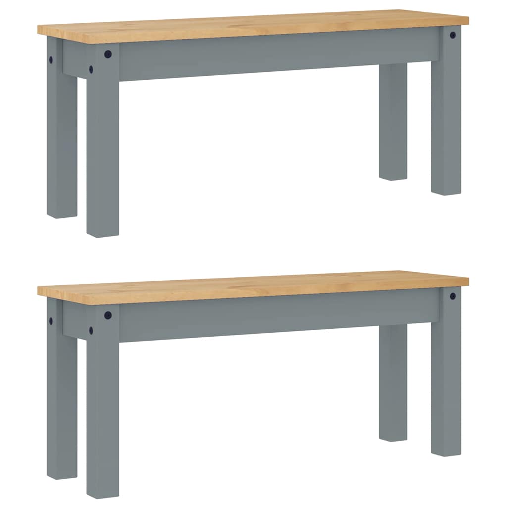 vidaXL 3 Piece Dining Set "PANAMA" Grey Solid Wood Pine 6