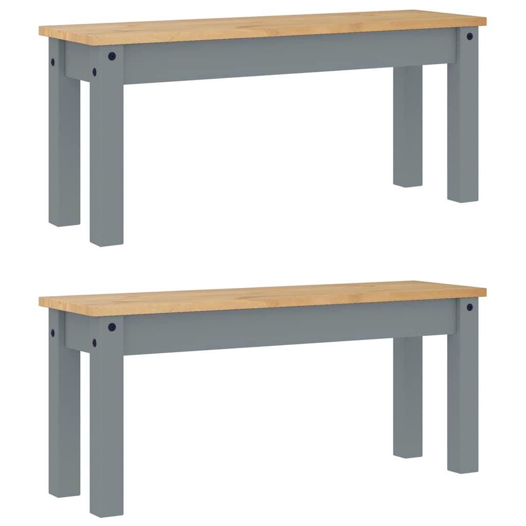 vidaXL 3 Piece Dining Set "PANAMA" Grey Solid Wood Pine 6