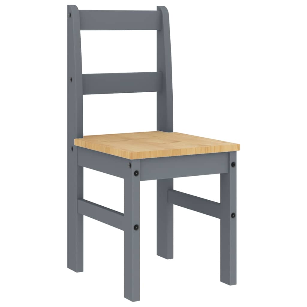 vidaXL 4 Piece Dining Set "PANAMA" Grey Solid Wood Pine 6