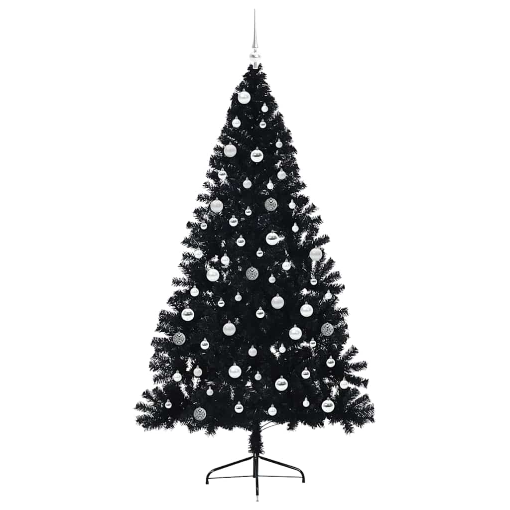 vidaXL Artificial Pre-lit Christmas Tree Black 210 cm PVC 4