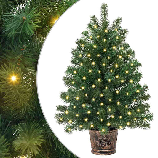 Artificial Christmas Tree Green PE and PVC 75 cm with LEDs