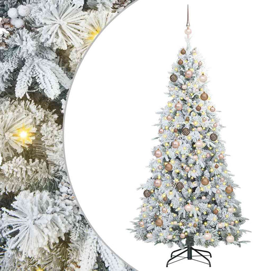 vidaXL Artificial Hinged Christmas Tree White 210 cm PE and PVC 2
