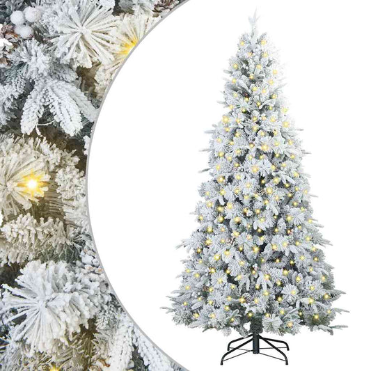 vidaXL Artificial Hinged Christmas Tree White 240 cm PE and PVC 2