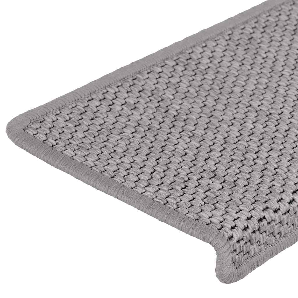 vidaXL Stair Mats Self-adhesive Sisal-Look 30 pcs 65x21x4 cm Silver 6