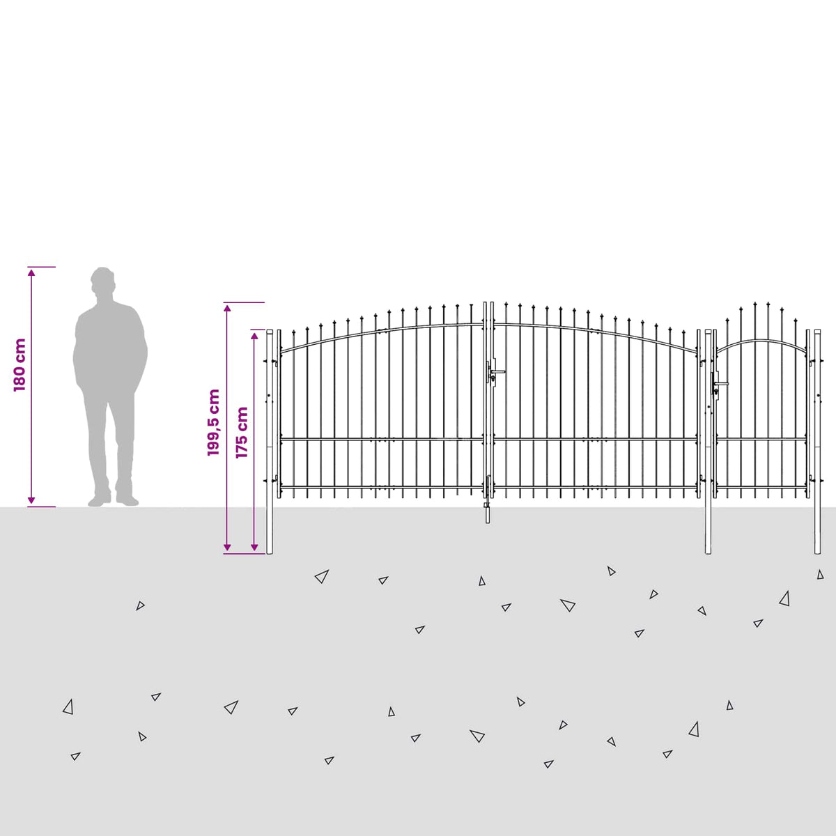vidaXL Garden Gate WOERDEN 150 x 400 cm Lockable Steel Grey 4