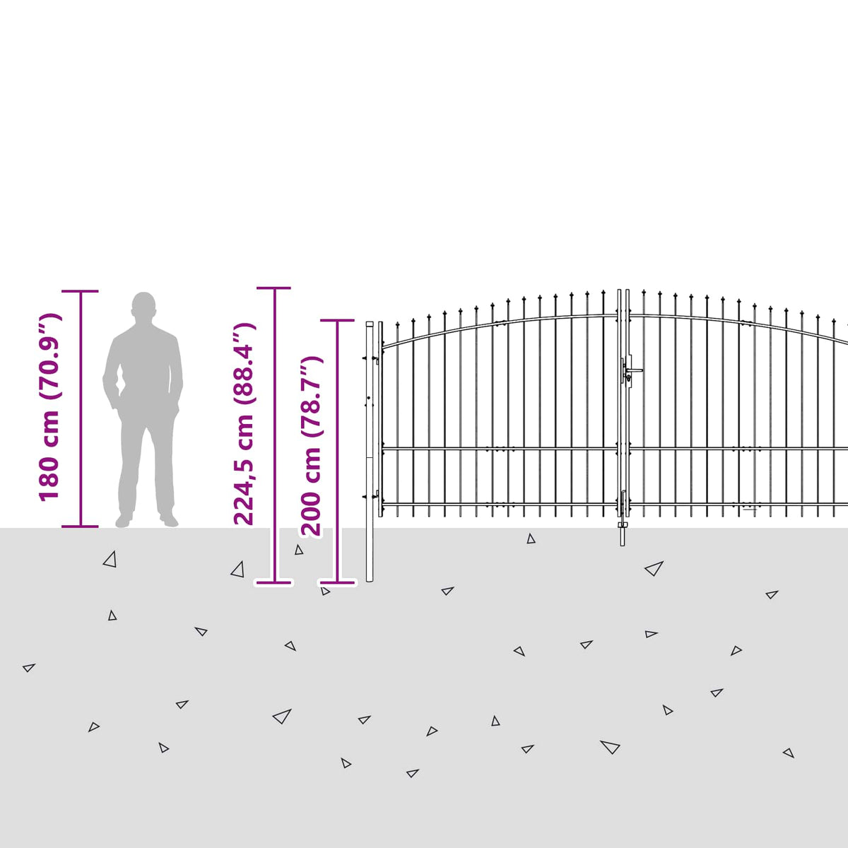 vidaXL Garden Gate WOERDEN 175 x 400 cm Lockable Steel Grey 4
