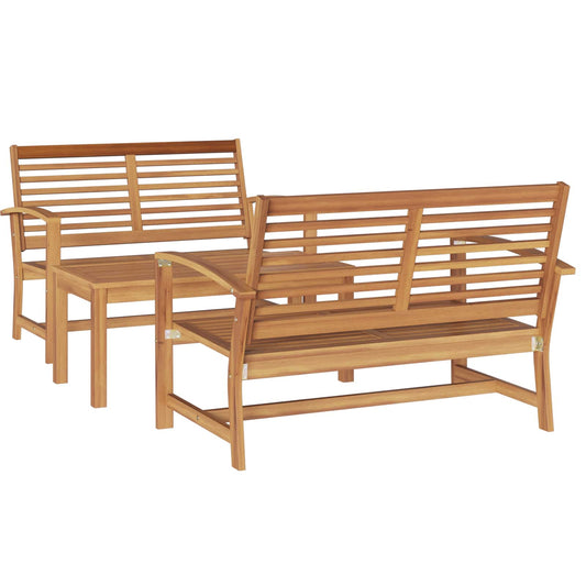vidaXL Garden Sofa Set 3 pcs Natural Solid Teak Wood 2