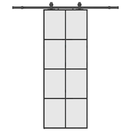 vidaXL Sliding Door with Hardware Set Black 76x205 cm ESG Glass 2