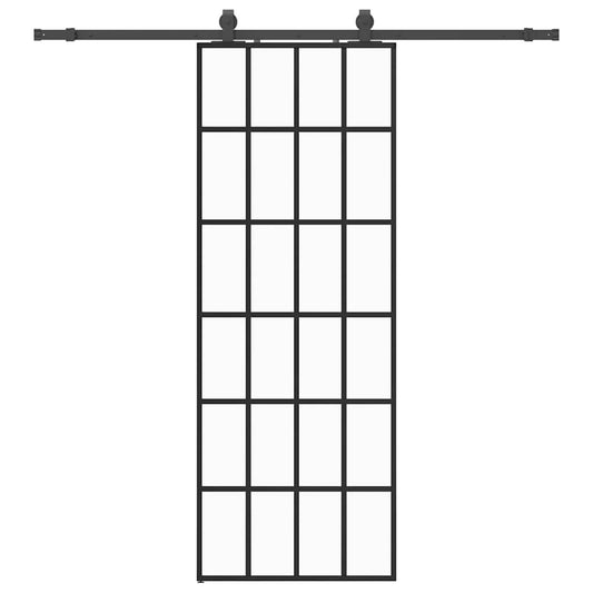 vidaXL Sliding Door with Hardware Set Black 76x205 cm ESG Glass 2