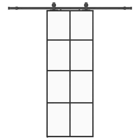 vidaXL Sliding Door with Hardware Set Black 76x205 cm ESG Glass 2