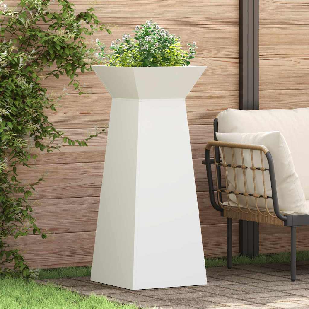 Pillar Planter 40 x 40 x 100 cm Cold-rolled Steel White 1