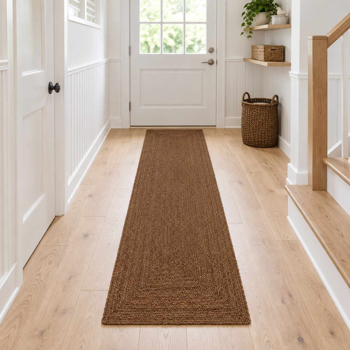 Area Rug Jute Grey Width 60 cm 400 cm
