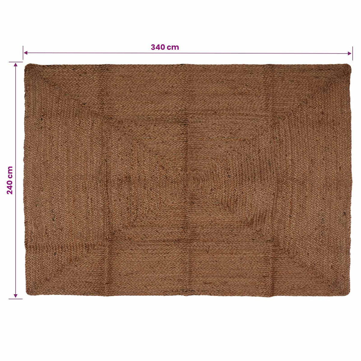 vidaXL Area Rug Grey 240 x 340 cm Jute 5