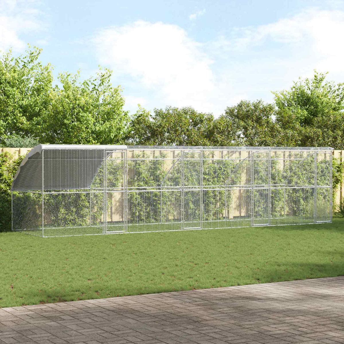 vidaXL Chicken Cage with 3 pcs Silver 600x200x200cm