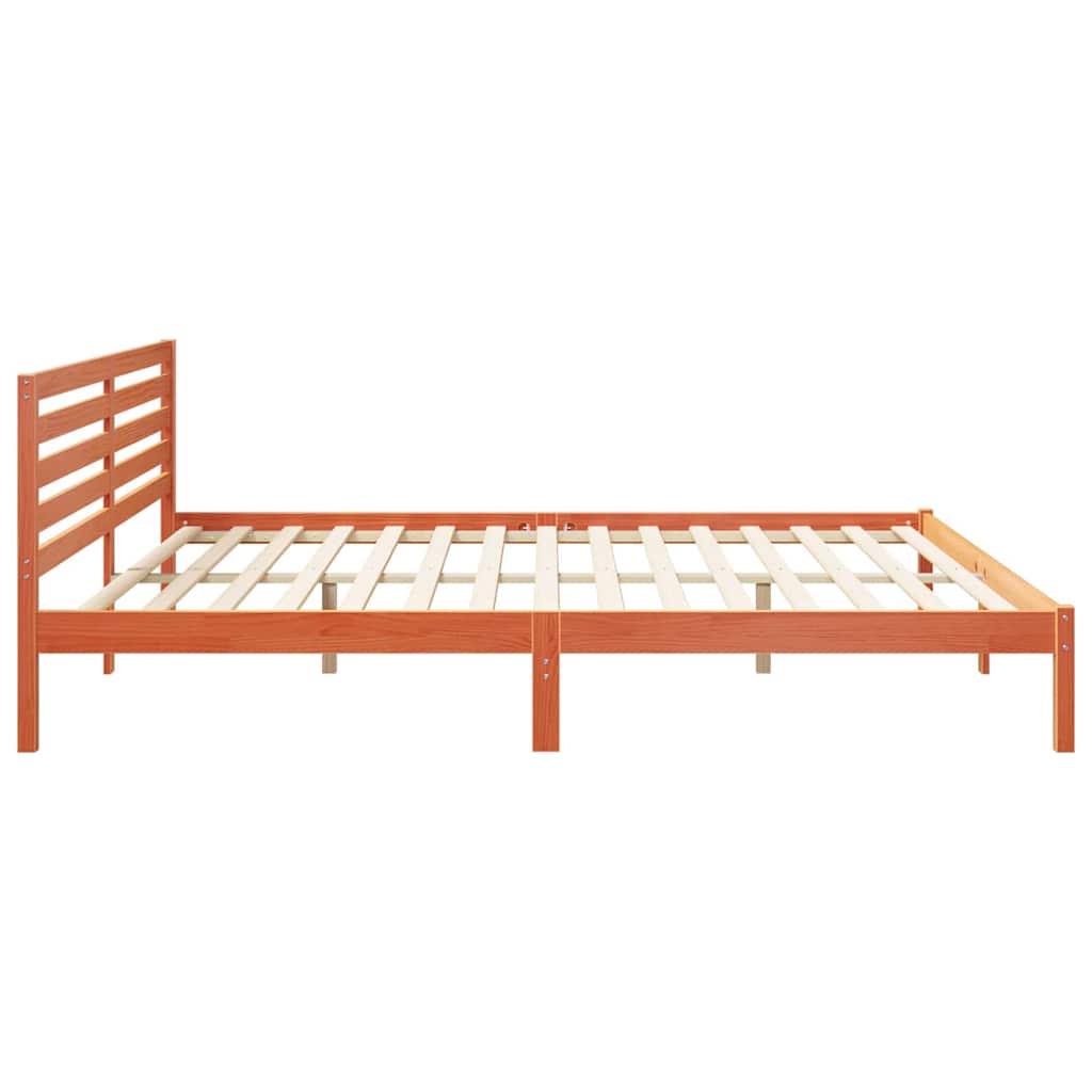vidaXL Bed Frame with Headboard Wax Brown 200 x 220 cm Solid Pine Wood 6