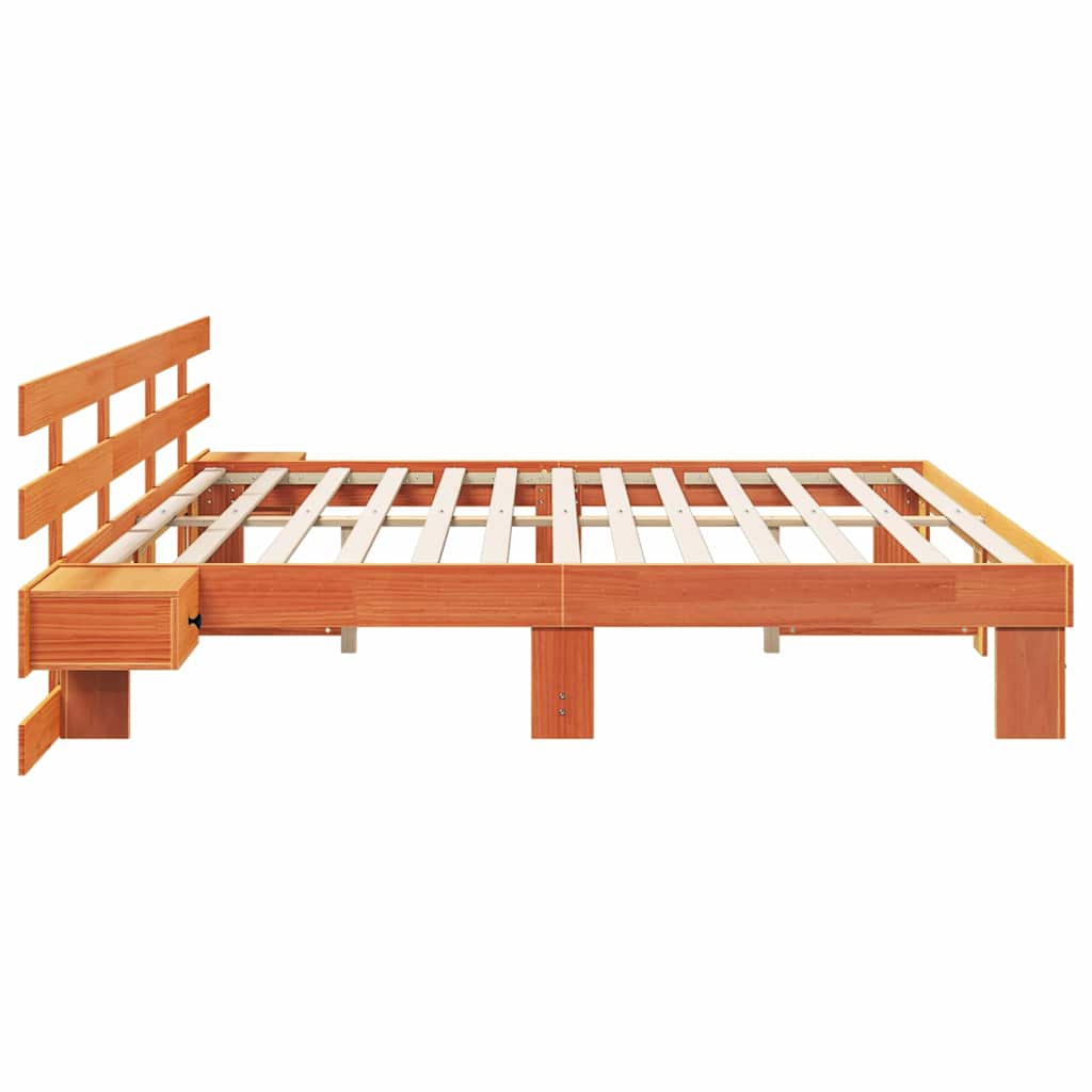 vidaXL Bed Frame with Headboard Brown 180 x 200 cm Solid Pine Wood 6