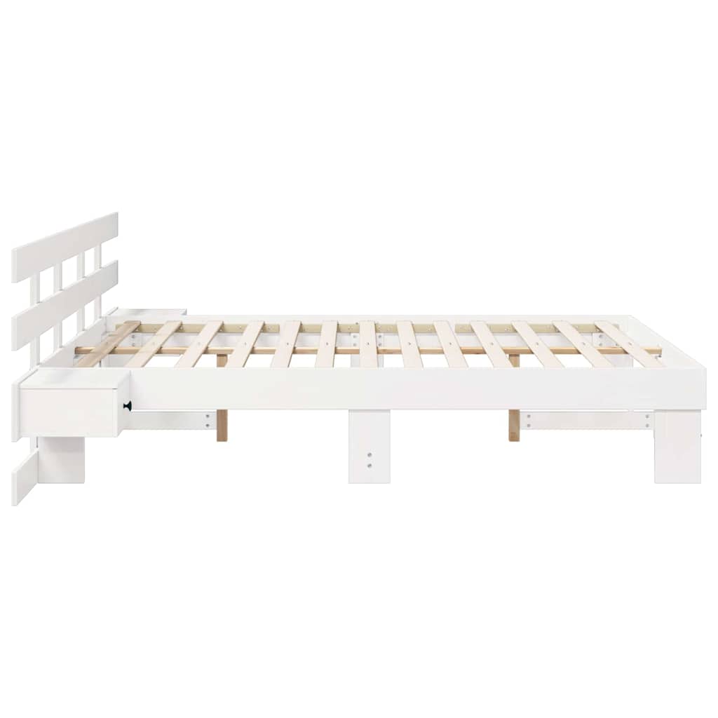 vidaXL Bed Frame with Headboard White 150 x 200 cm Solid Pine Wood 6
