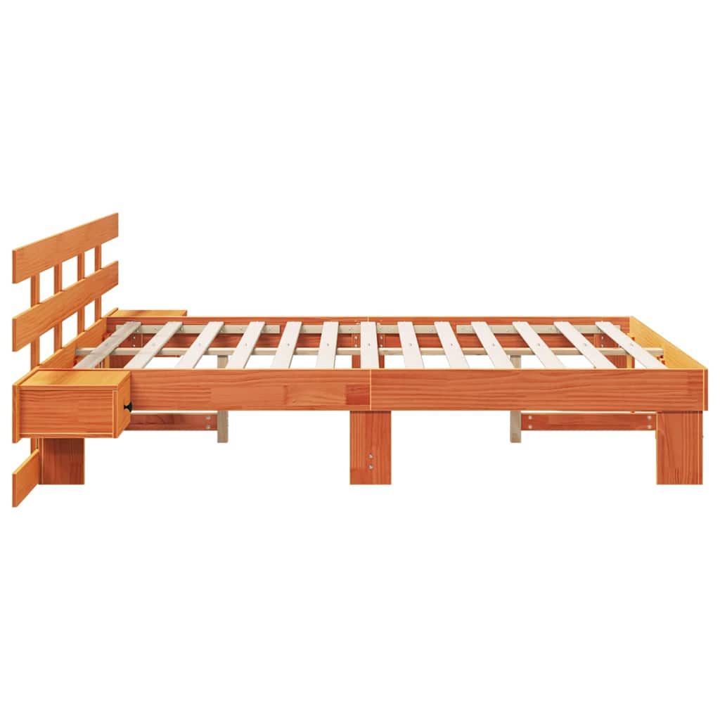 vidaXL Bed Frame with Headboard Brown 150 x 200 cm Solid Pine Wood 6