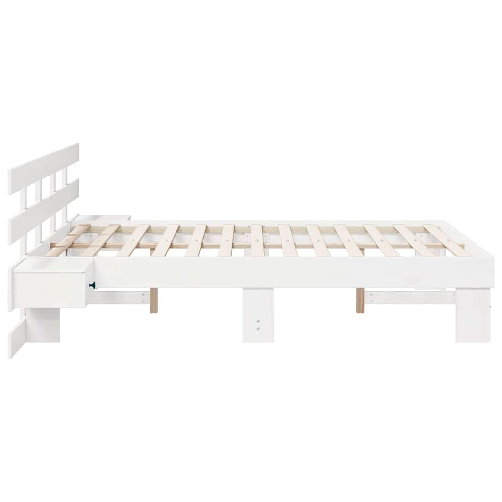 vidaXL Bed Frame with Headboard White 140 x 190 cm Solid Pine Wood 6
