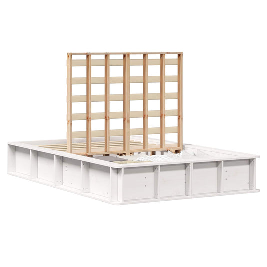 vidaXL Bed Frame White 120 x 200 cm Solid Pine Wood 2