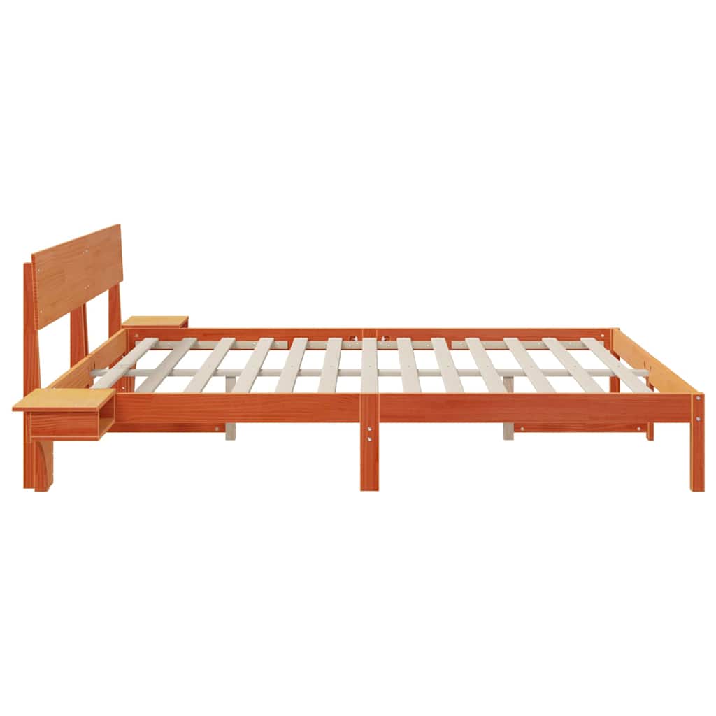 vidaXL Bed Frame with Headboard Wax Brown 200 x 200 cm Solid Pine Wood 6