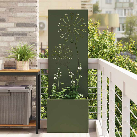 Garden Privacy Screen Fretwork 50 x 32 x 150 cm Olive Green Dandelion