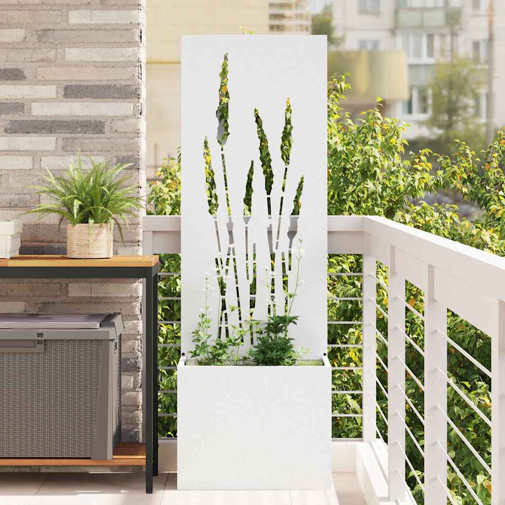 Garden Privacy Screen 50 x 32 x 150 cm Cold-rolled steel White Wheat