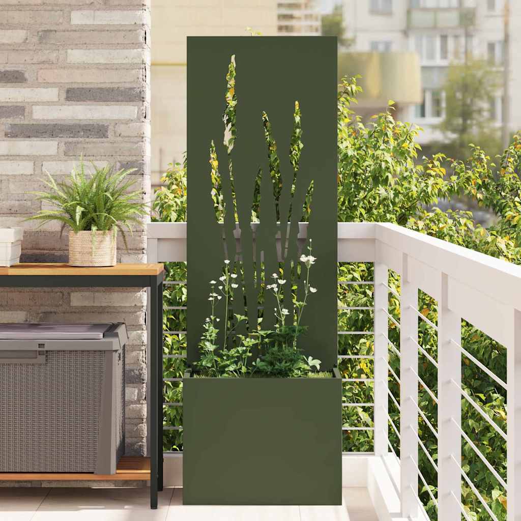 Garden Privacy Screen Fretwork 50 x 32 x 150 cm Olive Green Wheat
