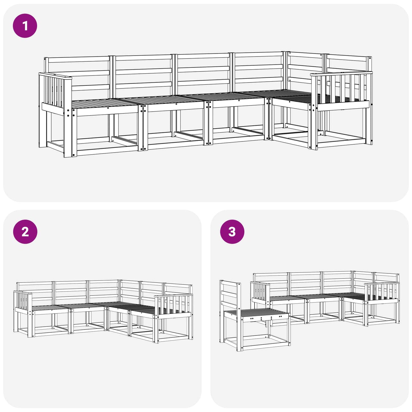 vidaXL Outdoor Sofa Set 5 pcs White Solid Acacia Wood 6