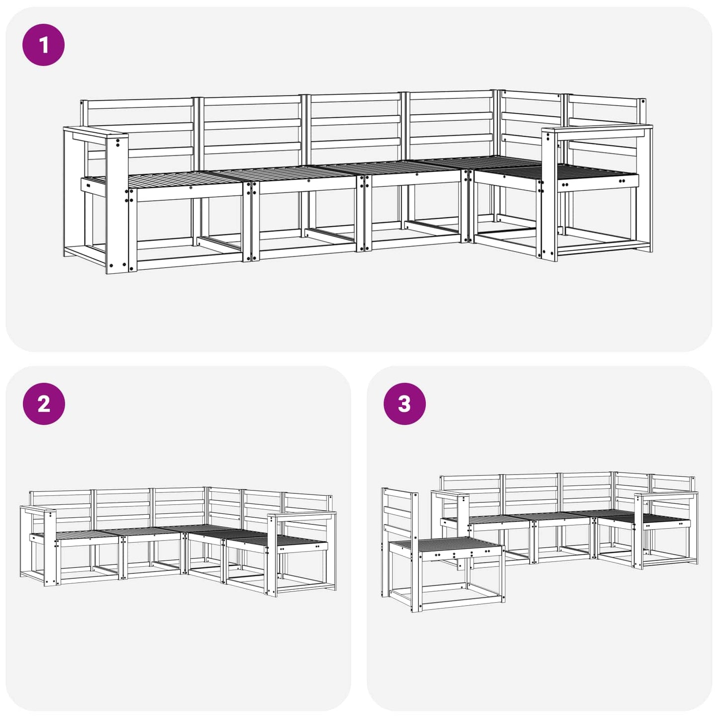 vidaXL Outdoor Sofa Set 5 pcs White Solid Acacia Wood 6