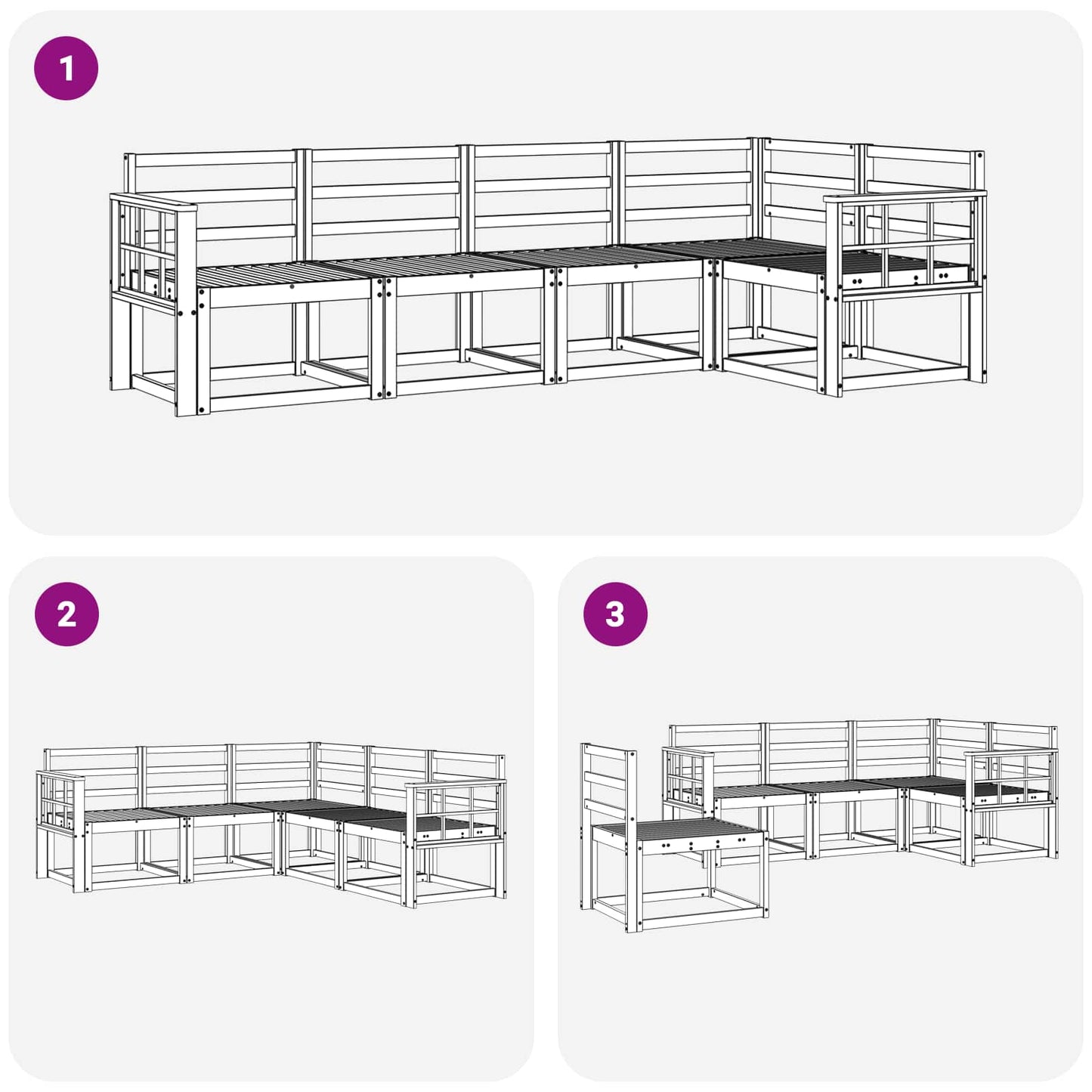 vidaXL Outdoor Sofa Set 5 pcs White Solid Acacia Wood 6