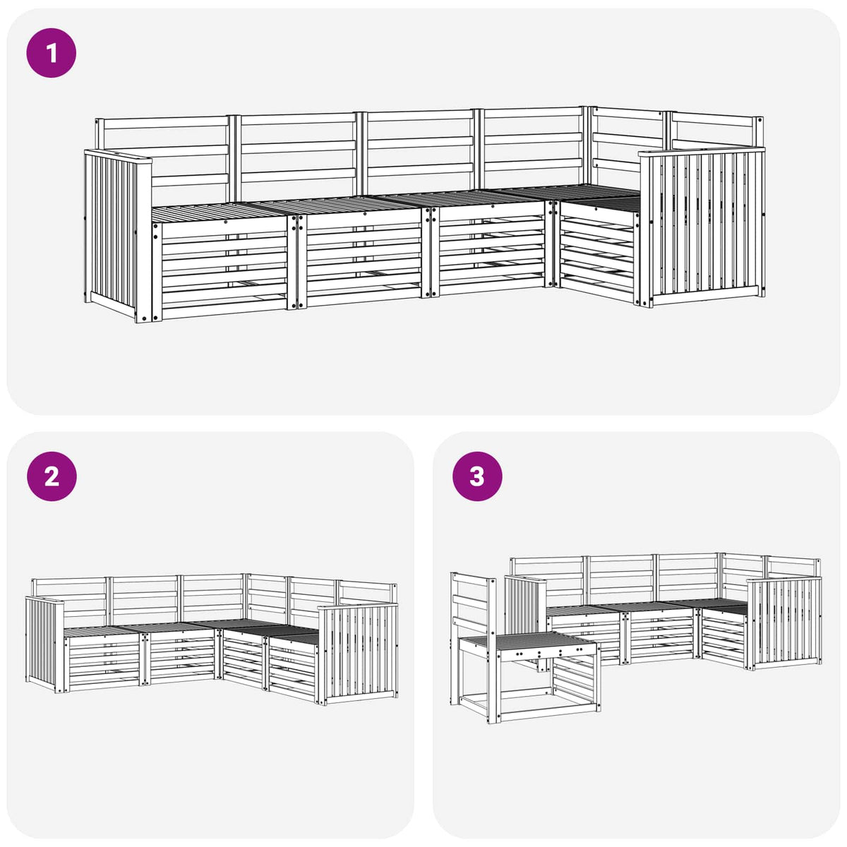 vidaXL Outdoor Sofa Set 5 pcs White Solid Acacia Wood 6