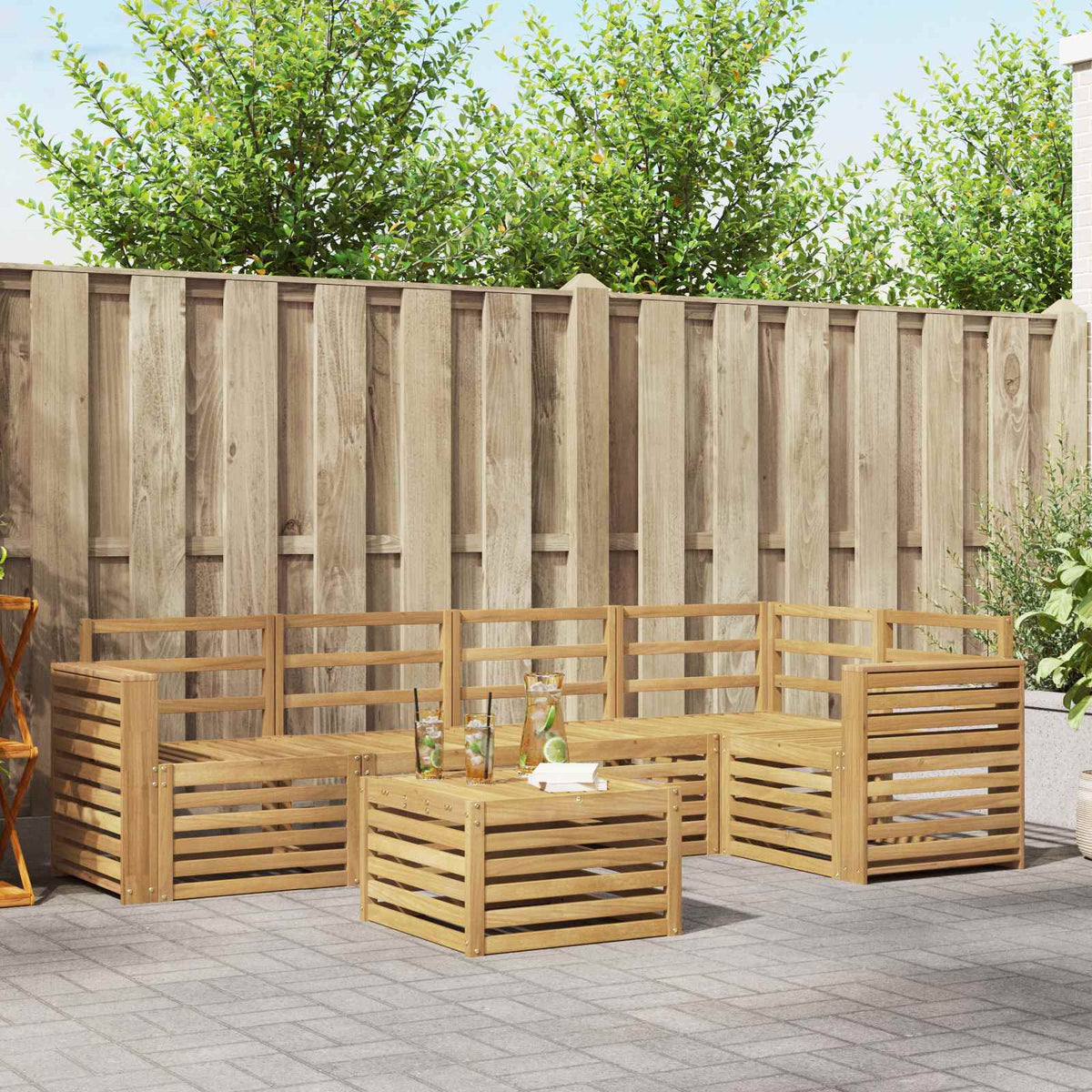 vidaXL Outdoor Sofa Set 6 pcs 5-Seaters Solid Acacia Wood White