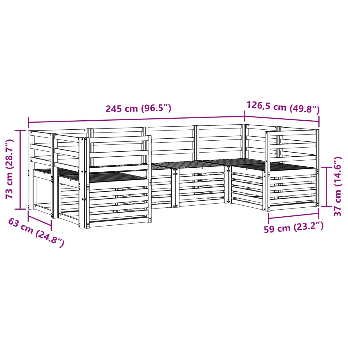 vidaXL Outdoor Sofa Set 6 pcs 6-Seaters White Solid Acacia Wood 6