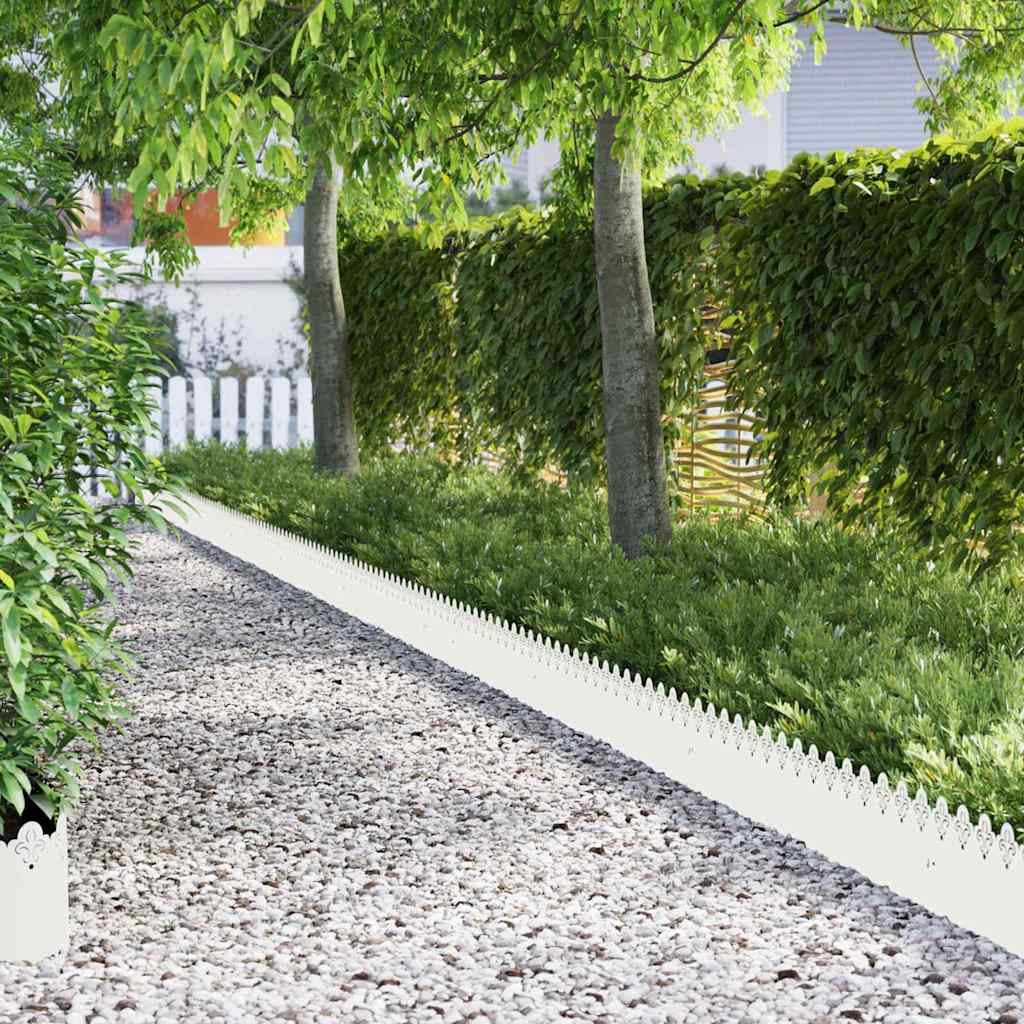 Lawn Edgings 103 x 0.05 x 22 cm Steel 30 pcs Scrollwork White